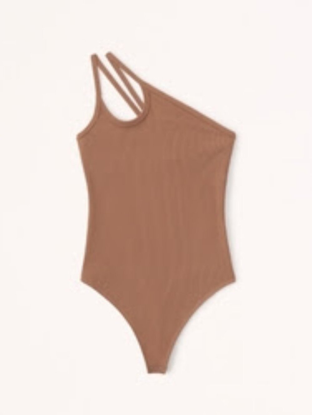 Abercrombie & Fitch Seamless Rib One Shoulder Bodysuit Brown XS